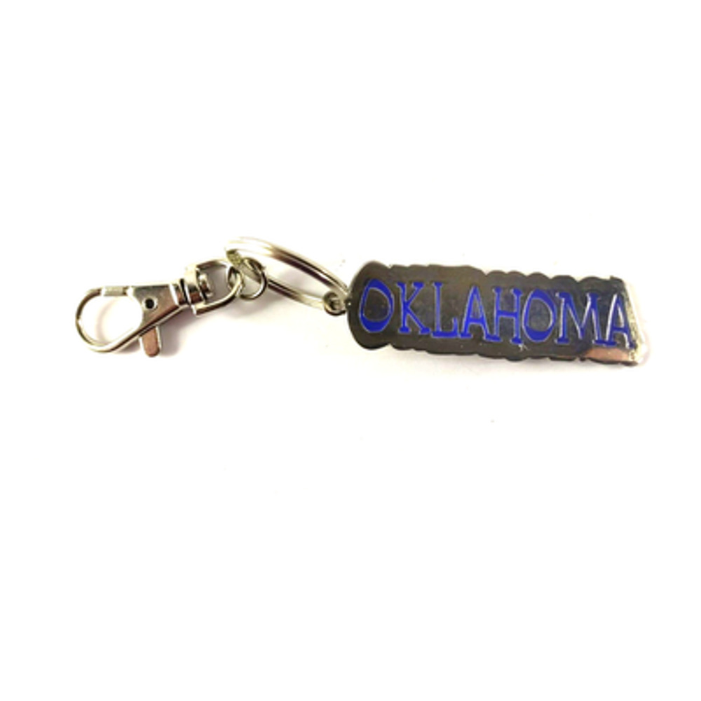 Oklahoma Keychain Silver Tone 4 1/2" Long